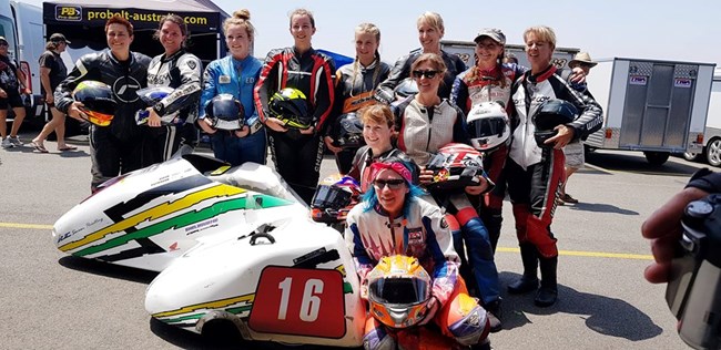 The sidecar girls that took part in the Island Classic 2018
