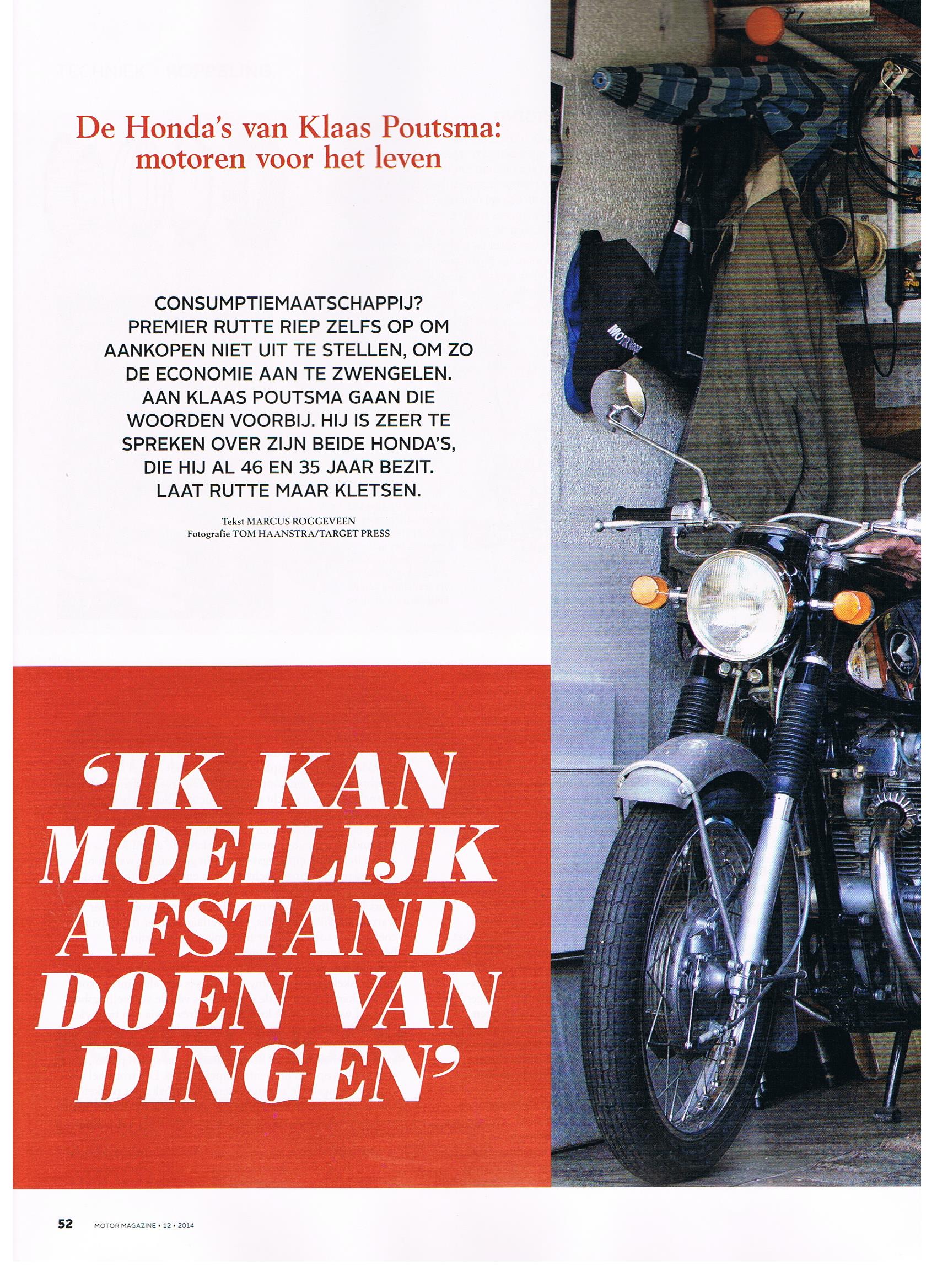 Klaas Poutsma in Motor Magazine nummer 12