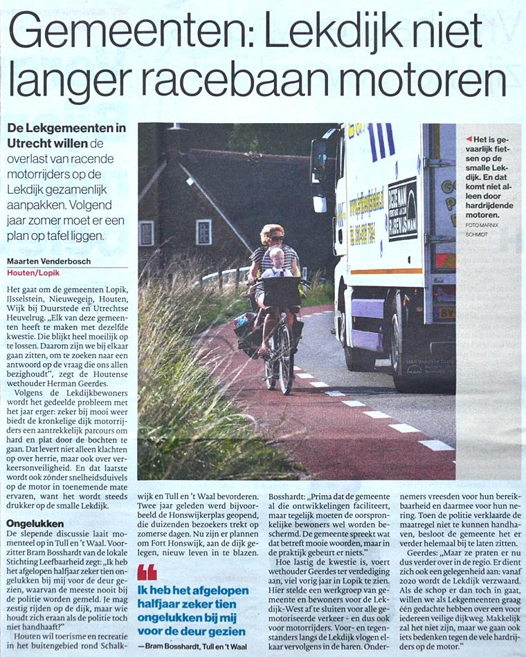 Lekdijk niet langer voor motorrijders
