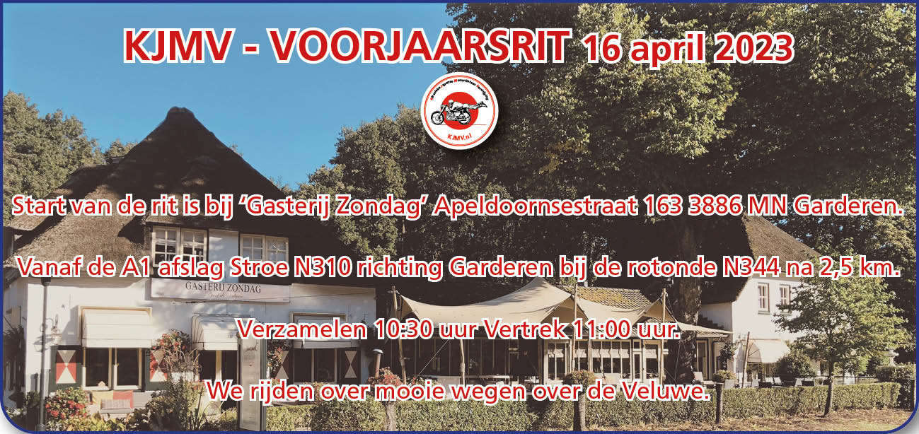 UPDATE KJMV Rit: Voorjaarsrit 16 april 2023