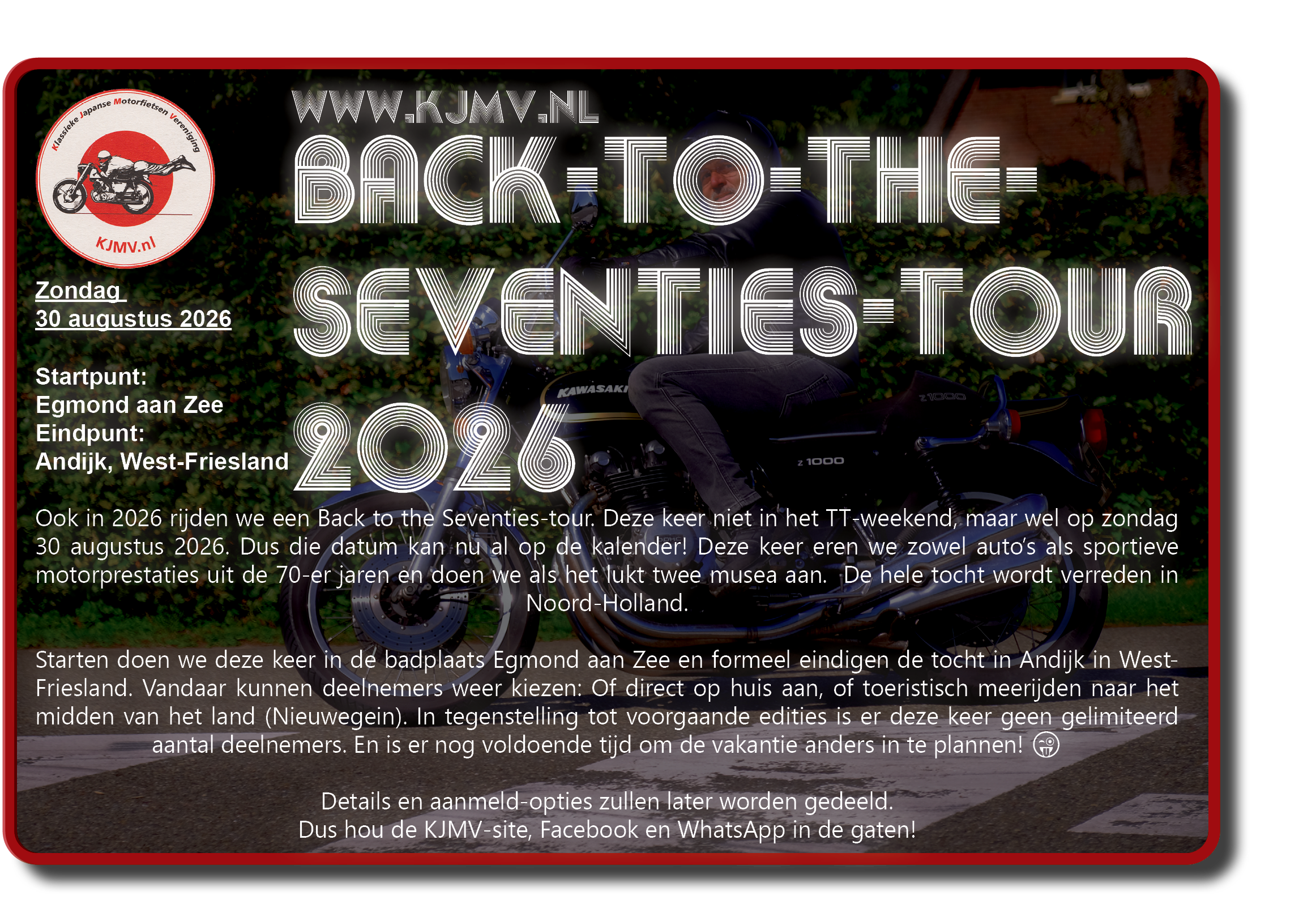 KJMV - Back to the Seventies-tour 2026 - Zondag 30 augustus 2026
